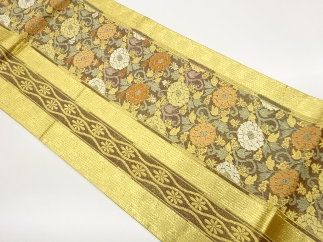 JAPANESE FUKURO OBI / WOVEN KIKU ARABESQUE